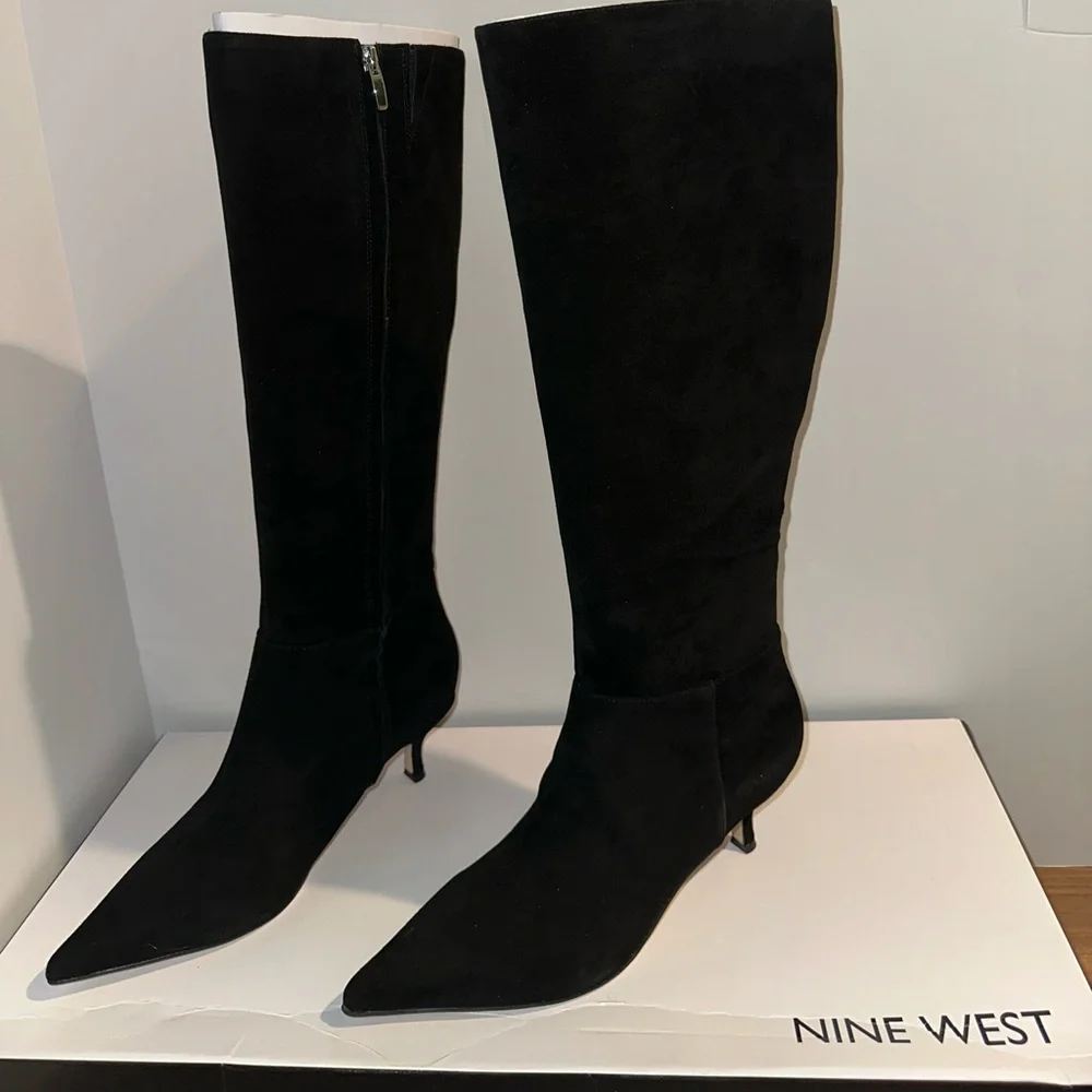 Nine West Women's Somas Tall Kitten Heel Boots 8M
